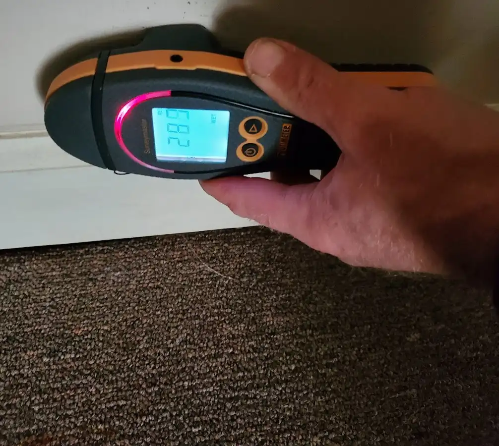 Moisture detection at baseboard during Storm Damage Restoration in San Buenaventura (Ventura)